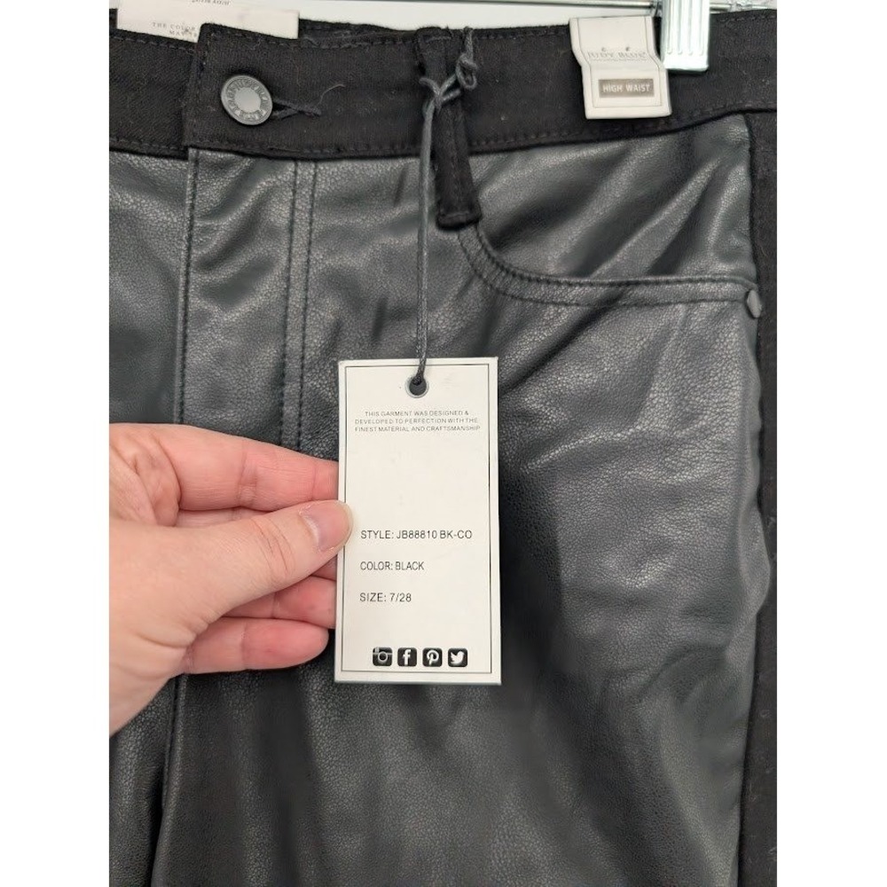 Judy Blue Women's NWT High Waist Skinny Faux Leather Black Jeans sz 7/28 - Picture 4 of 8